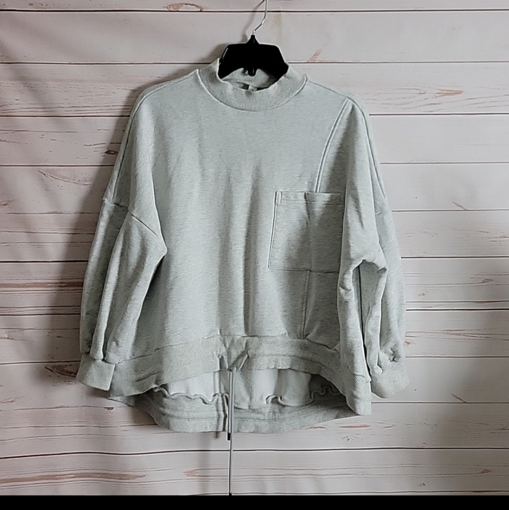 Nap Loungwear Gray Cotton Oversized Baggy Sweatshirt Drawstring Pocket M-L